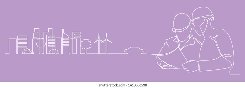continuous line drawing engineer building
Construction supervision vector illustration simple.industry