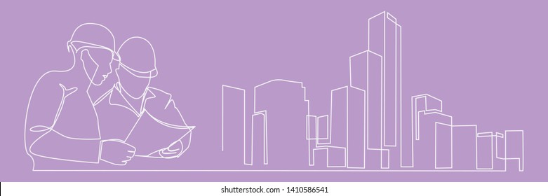 continuous line drawing engineer building
Construction supervision vector illustration simple.industry