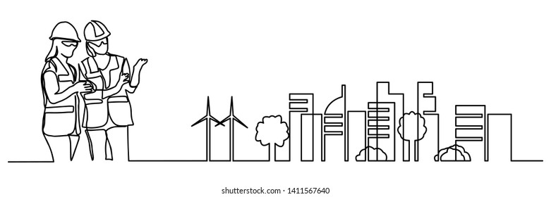 continuous line drawing engineer building
Construction supervision vector illustration simple.industry
(Real estate business) Working as a team Vector illustration