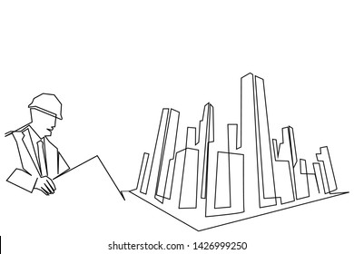 continuous line drawing engineer building
Construction supervision vector illustration simple.industry