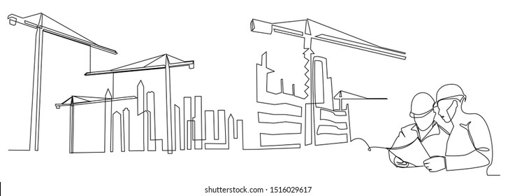 continuous line drawing engineer building
Construction supervision vector illustration simple.industry