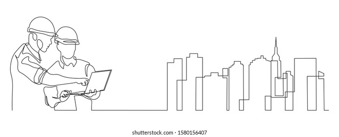 continuous line drawing engineer building
Construction supervision vector illustration simple. industry