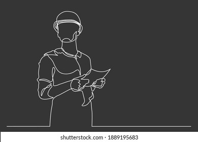 continuous line drawing engineer building
Construction supervision vector illustration simple.