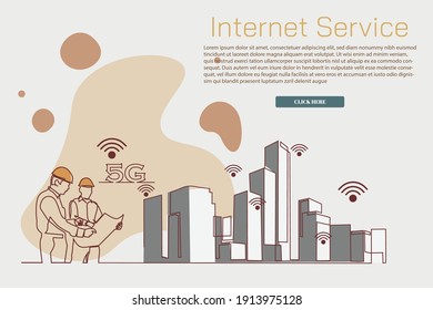 continuous line drawing engineer building Construction supervision simple. logo icon internet service internet advertising. Influencer marketing, social media or network promotion, SMM banner,