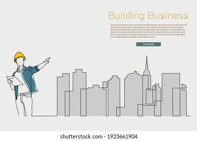 continuous line drawing engineer building
Construction supervision vector illustration simple.industry