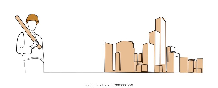continuous line drawing engineer building
Construction supervision vector illustration simple.