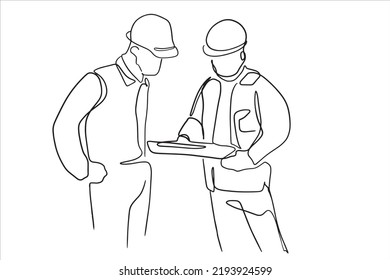 continuous line drawing engineer building
Construction supervision vector illustration simple.industry
(Real estate business) Working as a team Vector illustration