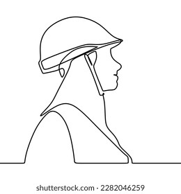 continuous line drawing of engineer professional construction worker female