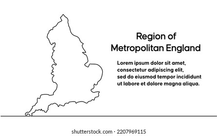 Continuous line drawing of England map. white background map for Education, Travel through cities in England, infographic, Science, Web Presentation in doodle style