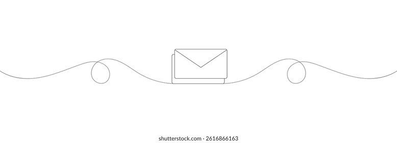 Continuous line drawing of envelope. Vector illustration, Letter, envelope, email icon isolated on white background. Continuous one line drawing. Vector Illustration . EPS 10 . 