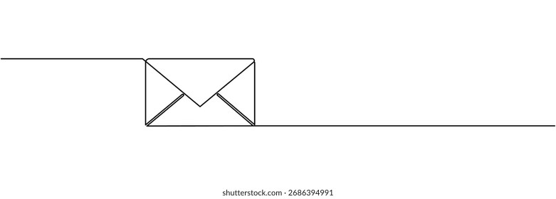 Continuous line drawing of envelope. Vector illustration Editable stroke