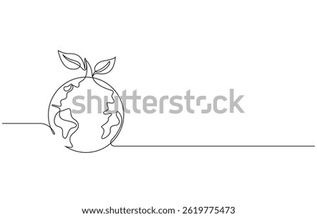 Continuous Line Drawing of Environmental Protection Icon. World Environment Day concept growth, global, planet earth, environmental issues, continuous one line drawing

