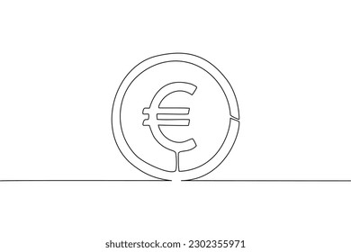 Continuous line drawing of Euro on white background.