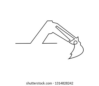 continuous line drawing of excavator about construction vector illustration - Vector 