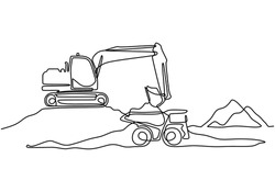 Excavator Line Art | Free SVG