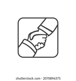 Continuous line drawing of executive men shaking hand to deal a project. One line drawing graphic design, vector illustration