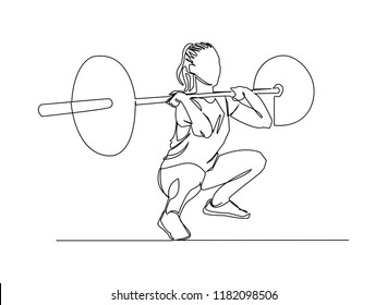 continuous line drawing of exercise, weightlifting, fitness concept, vector, illustration
