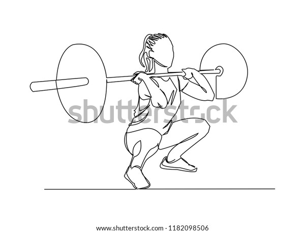 Continuous Line Drawing Exercise Weightlifting Fitness Stock Vector ...