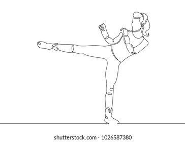 continuous line drawing of exercising woman