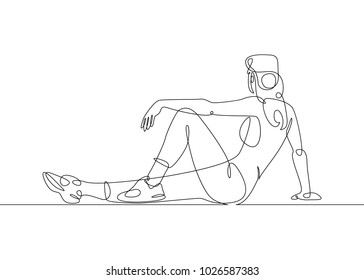 continuous line drawing of exercising woman