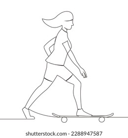 Continuous line drawing of exercising woman on white background. Hand drawn single line vector illustration