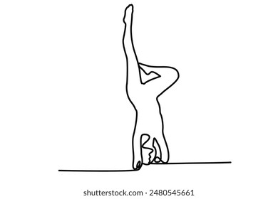 Línea continua dibujando la posición del yoga de la mujer del ejercicio. Ilustración vectorial de una sola línea dibujada a mano