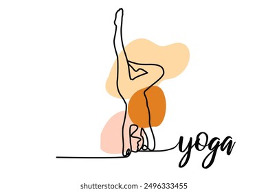 Dibujo de línea continuo ejercitando la postura de yoga de la mujer. Dibujado a mano Ilustración vectorial de una sola línea