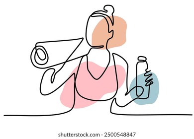 Dibujo de línea continuo ejercitando la postura de yoga de la mujer. Dibujado a mano Ilustración vectorial de una sola línea