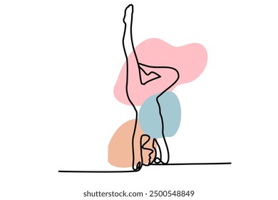 Dibujo de línea continuo ejercitando la postura de yoga de la mujer. Dibujado a mano Ilustración vectorial de una sola línea