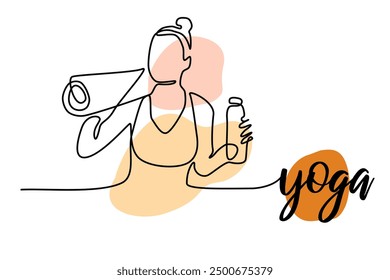 Dibujo de línea continuo ejercitando la postura de yoga de la mujer. Dibujado a mano Ilustración vectorial de una sola línea