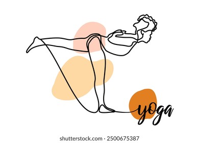 Dibujo de línea continuo ejercitando la postura de yoga de la mujer. Dibujado a mano Ilustración vectorial de una sola línea