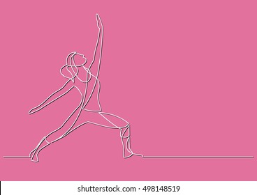continuous line drawing of exercising woman
