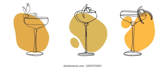 dibujo continuo de cócteles exóticos. vector