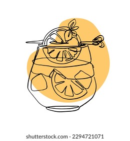Kontinuierliche Zeichnung exotischer Cocktailgetränke. Abstraktes Symbol für Café oder Bar. Line Art Design Alkoholcoctail. Coctail-Set für Vektorgrafik