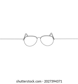 Continuous line drawing of eye glasses, object one line, single line art, hand drawn, vector illustration
