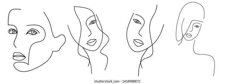 Continuous line, drawing of face and hairstyle, fashion concept, woman beauty minimalist, vector illustration for t-shirt, slogan design print graphics style