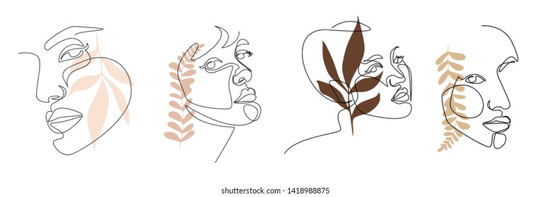 Continuous line, drawing of face and hairstyle, fashion concept, woman beauty minimalist, vector illustration for t-shirt, slogan design print graphics style