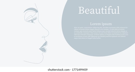 Continuous line, drawing of a face with hairstyle, fashion concept, woman beauty minimalist, vector illustration pretty sexy. 