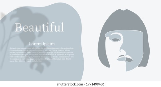 Kontinuierliche Linie, Zeichnung eines Gesichts mit Frisur, Mode-Konzept, Frau Schönheit minimalistisch, Vektorgrafik ziemlich sexy. 