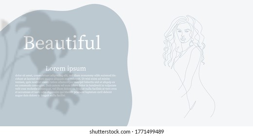 Kontinuierliche Linie, Zeichnung eines Gesichts mit Frisur, Mode-Konzept, Frau Schönheit minimalistisch, Vektorgrafik ziemlich sexy. 