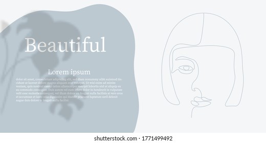 Línea continua, dibujo de una cara con peinado, concepto de moda, mujer belleza minimalista, ilustración vectorial bastante sexy. 