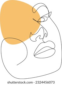 Stetige Linienzeichnung von Gesicht und Haare, Modekonzept, minimalistische weibliche Schönheit, Vektorgrafik für T-Shirt, Slogan-Design, Druckstil