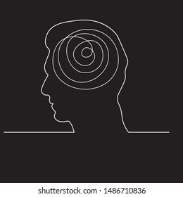 Continuous line, drawing of the face of a man having thoughts in his brain
Simple hand-drawn stripes, vector illustration