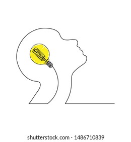 Continuous line, drawing of the face of a man having thoughts in his brain
Simple hand-drawn stripes, vector illustration