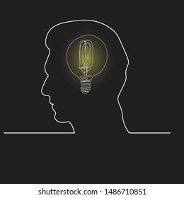 Continuous line, drawing of the face of a man having thoughts in his brain
Simple hand-drawn stripes, vector illustration