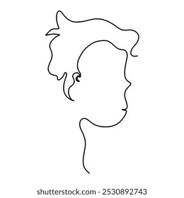 continuous line drawing of face man isolated on transparent background. Vector illustration 