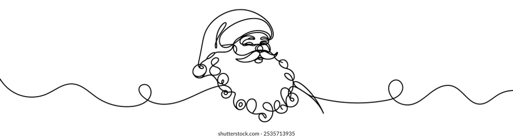 Dibujo de línea continua de la cara de Santa Claus. Un dibujo de línea de una cara de Santa Claus. Ilustración vectorial.