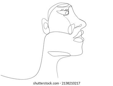 Continuous line drawing of face woman.Abstract line art portrait, Line,continuous line,drawing, Vector minimalism style and sketch portrait  concept.