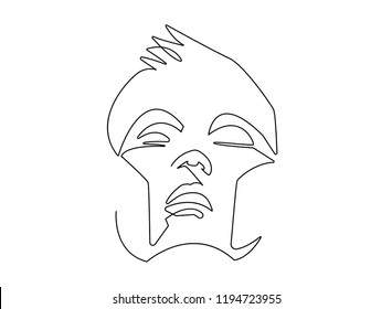 Continuous line, drawing of faces and hairstyle, fashion concept, woman beauty minimalist, vector 