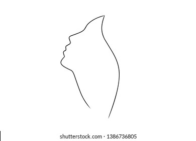 Continuous line, drawing of faces and hairstyle, fashion concept, woman beauty minimalist, vector illustration for t-shirt, slogan design print graphics style